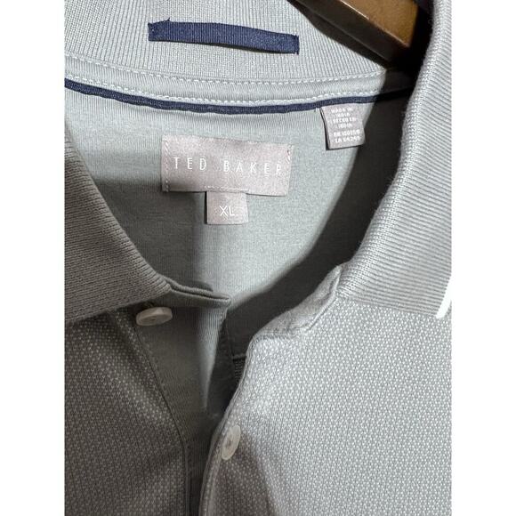 Ted Baker Shirt Men XL Button Polo GRAY Preppy Cotton - Picture 4 of 8